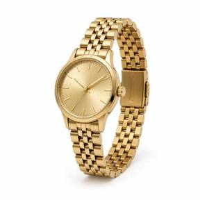 gold-toned bracelet-style band metal watch