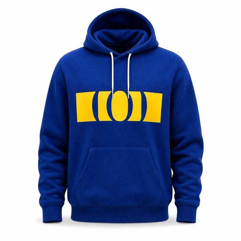 relaxed royal blue pullover knit fleece hooded sweatshirt