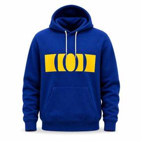 relaxed royal blue pullover knit fleece hooded sweatshirt