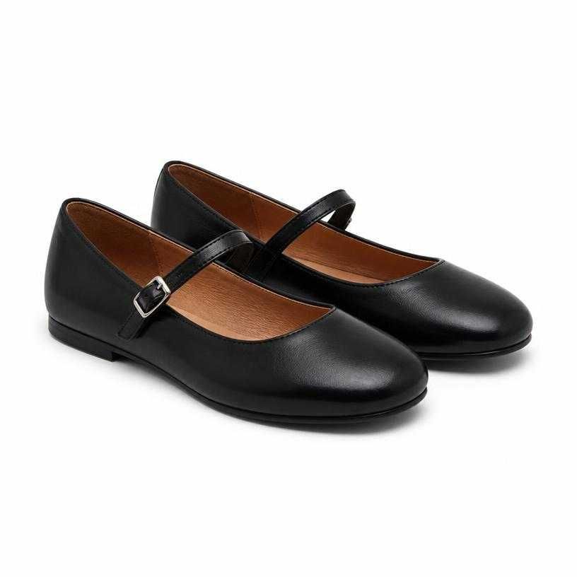 black mary jane strap flats