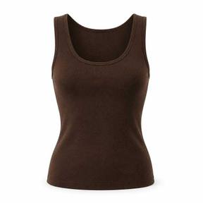 fitted dark brown scoop neckline smooth knit sleeveless top