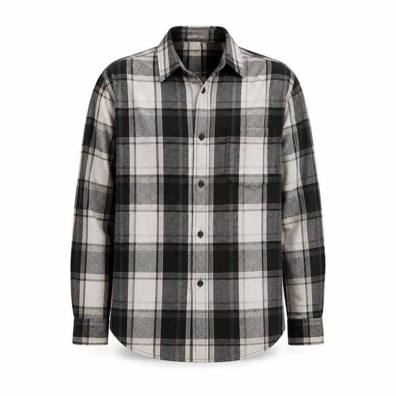 relaxed tonal plaid check button-up shirt