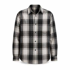 relaxed tonal plaid check button-up shirt