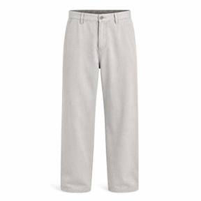 relaxed light grey straight leg trousers