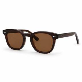 dark brown tinted lenses acetate-like frame glasses