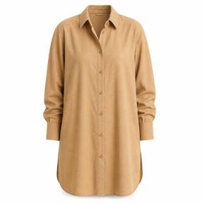 relaxed camel beige button-up shirt dress