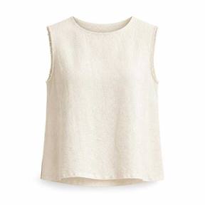 relaxed cream boxy textured woven fabric sleeveless top