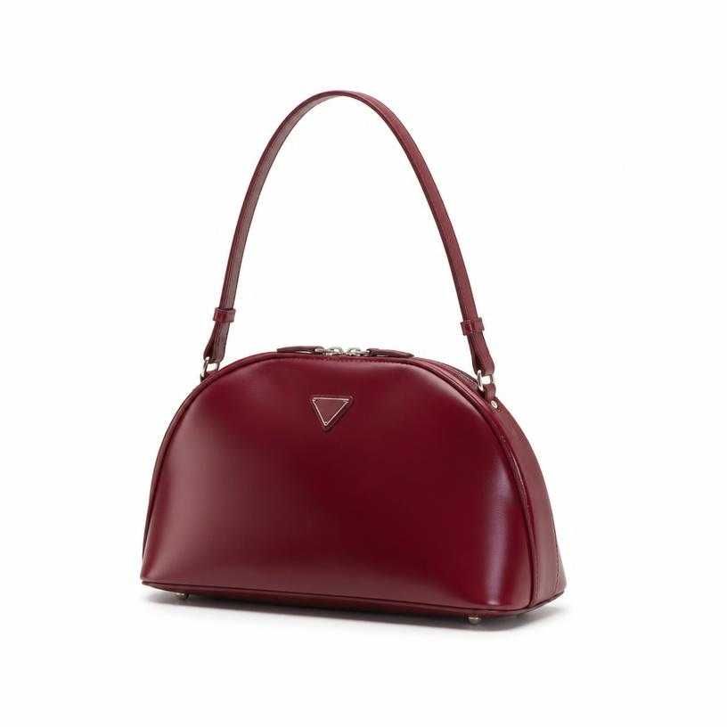 burgundy red structured shoulder bag