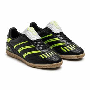 black with neon green low-top synthetic sneakers