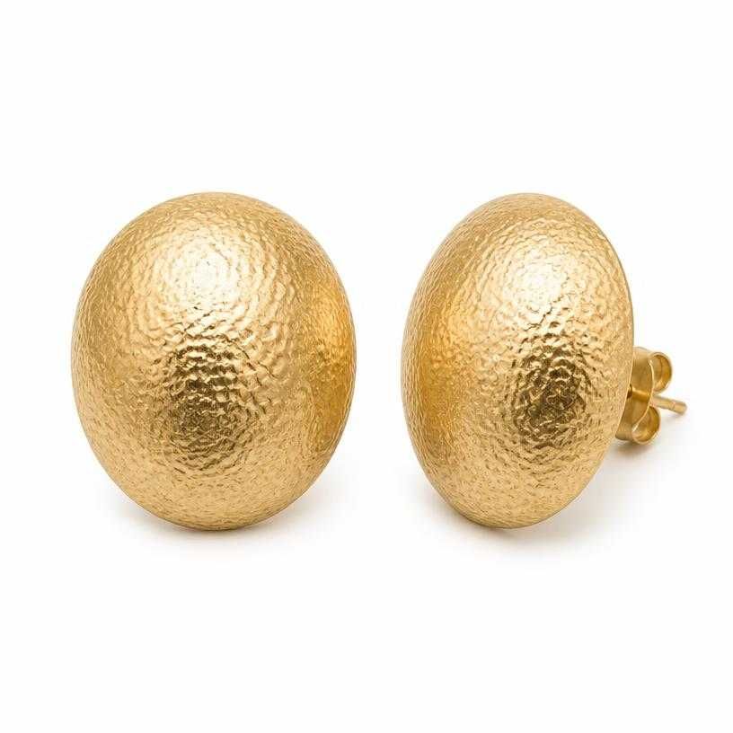 gold large disc metal earrings