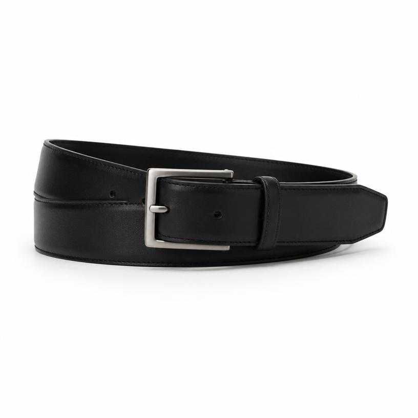 black rectangular buckle leather belt