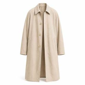 relaxed light beige long length cotton-blend gabardine trench coat