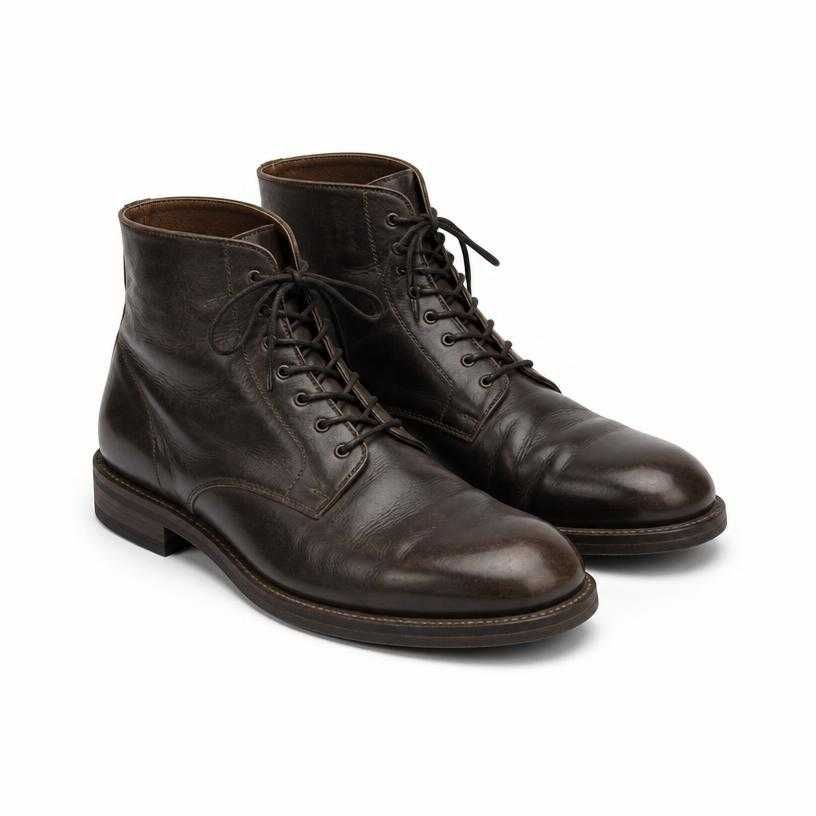 dark brown lace-up leather boots