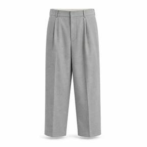 relaxed light grey cropped woven suiting fabric trousers