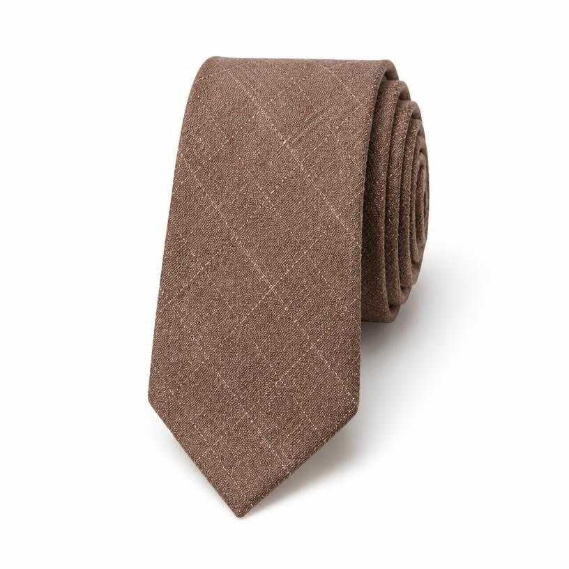 muted brown narrow woven fabric tie