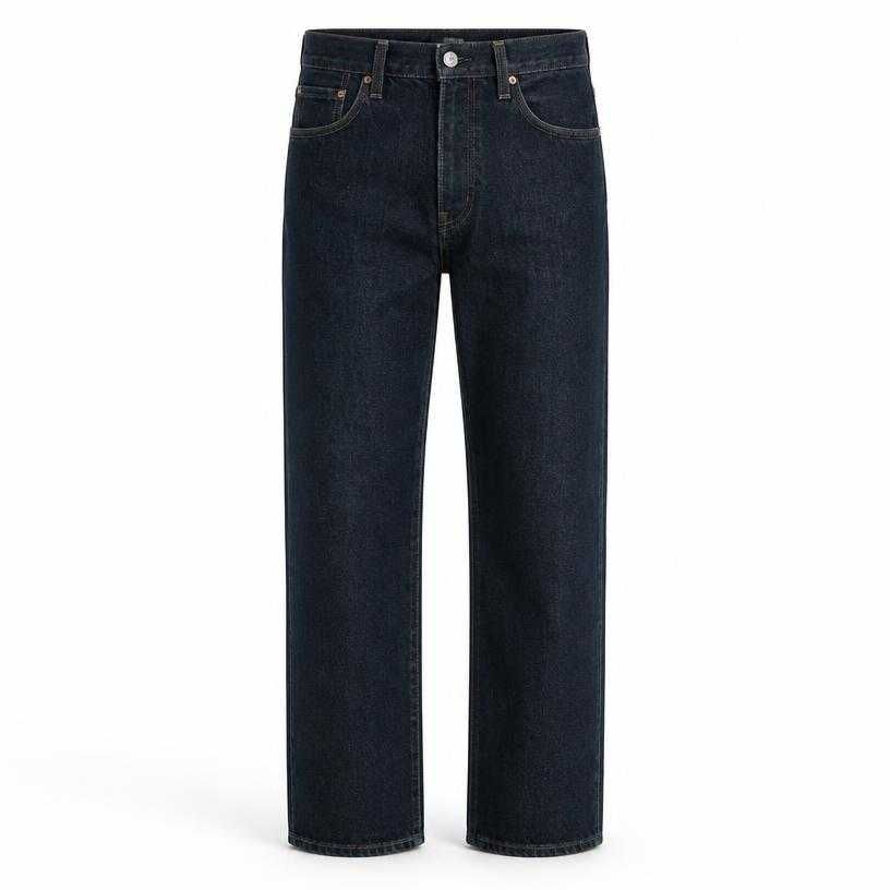 relaxed dark indigo straight leg denim jeans