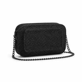 black chain strap glitter-textured material crossbody bag
