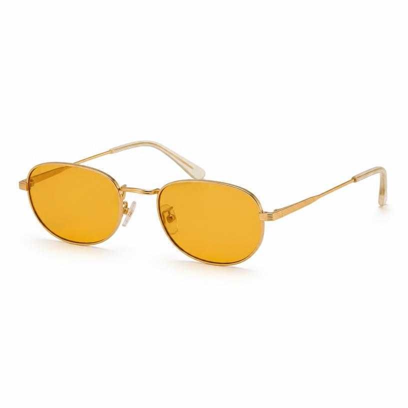 gold yellow lenses metal frame sunglasses