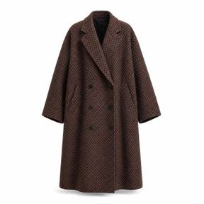 oversized brown and black double-breasted coat