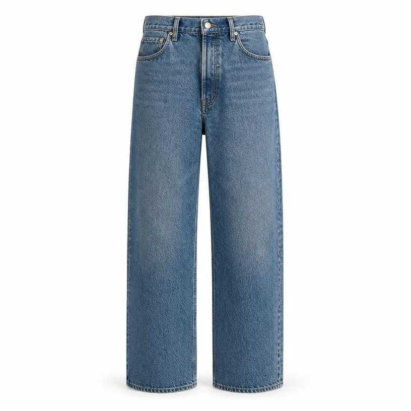 relaxed blue straight leg denim jeans