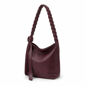 deep burgundy braided strap shoulder bag