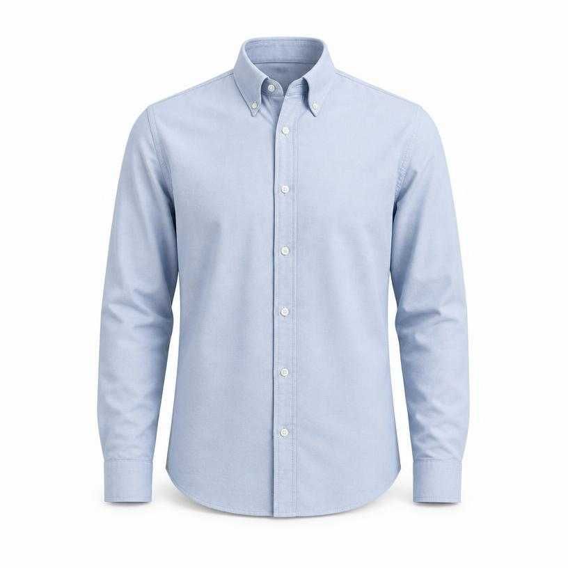 fitted light blue button-down collar cotton shirting collared shirt
