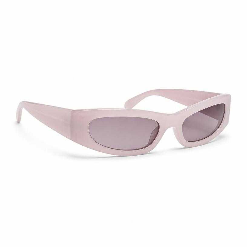 pink narrow wraparound acetate sunglasses