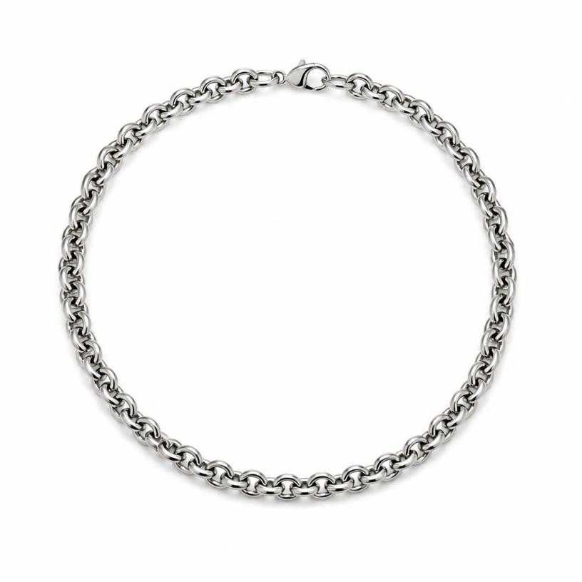 silver short chain metal necklace