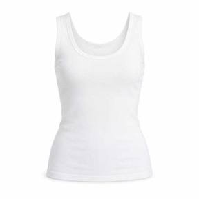 fitted white scoop neckline cotton jersey tank top