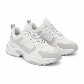 white and light grey chunky sole sneakers