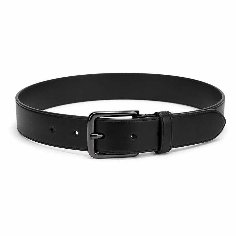 black metal buckle leather-like belt