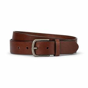 fitted brown metal buckle leather belt