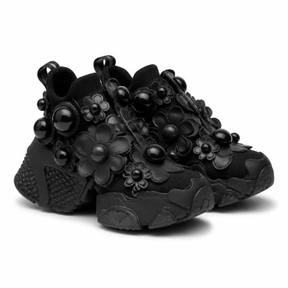 black chunky embellished sneakers