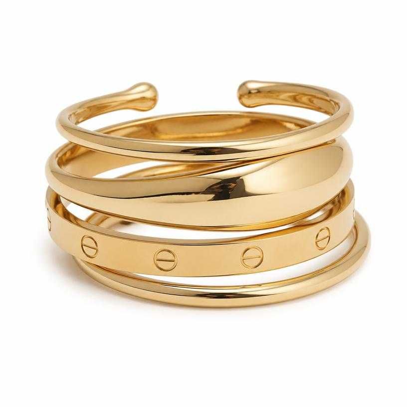 gold stacked metal bracelets