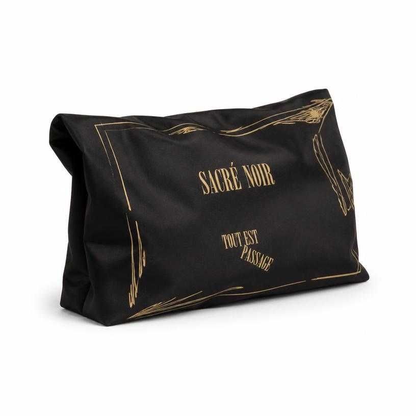black graphic print clutch bag