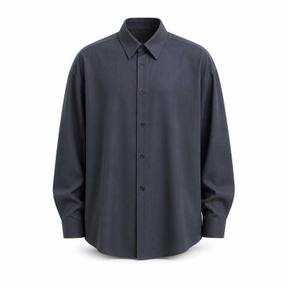 relaxed dark blue-grey button-up shirt