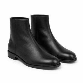 black low heel leather ankle boots