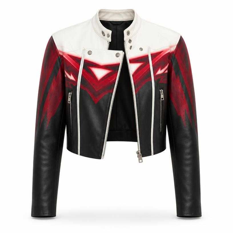 relaxed black cropped leather-like moto jacket