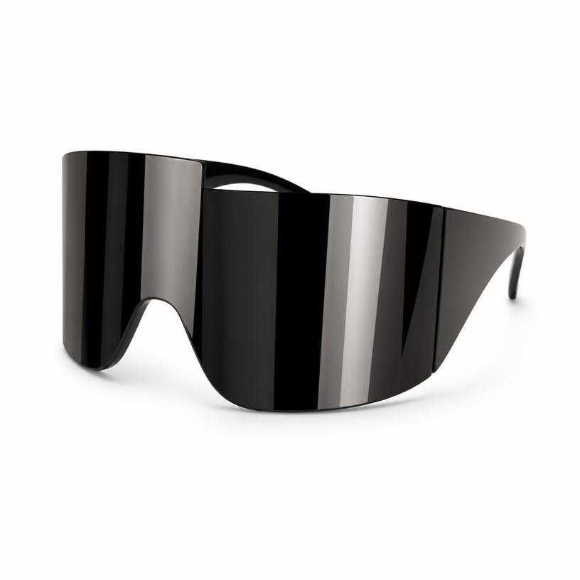 dark mirrored black oversized wraparound visor sunglasses
