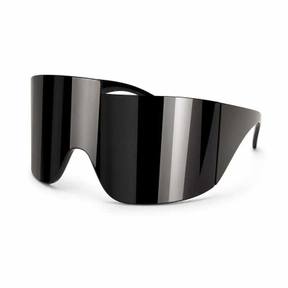 dark mirrored black oversized wraparound visor sunglasses
