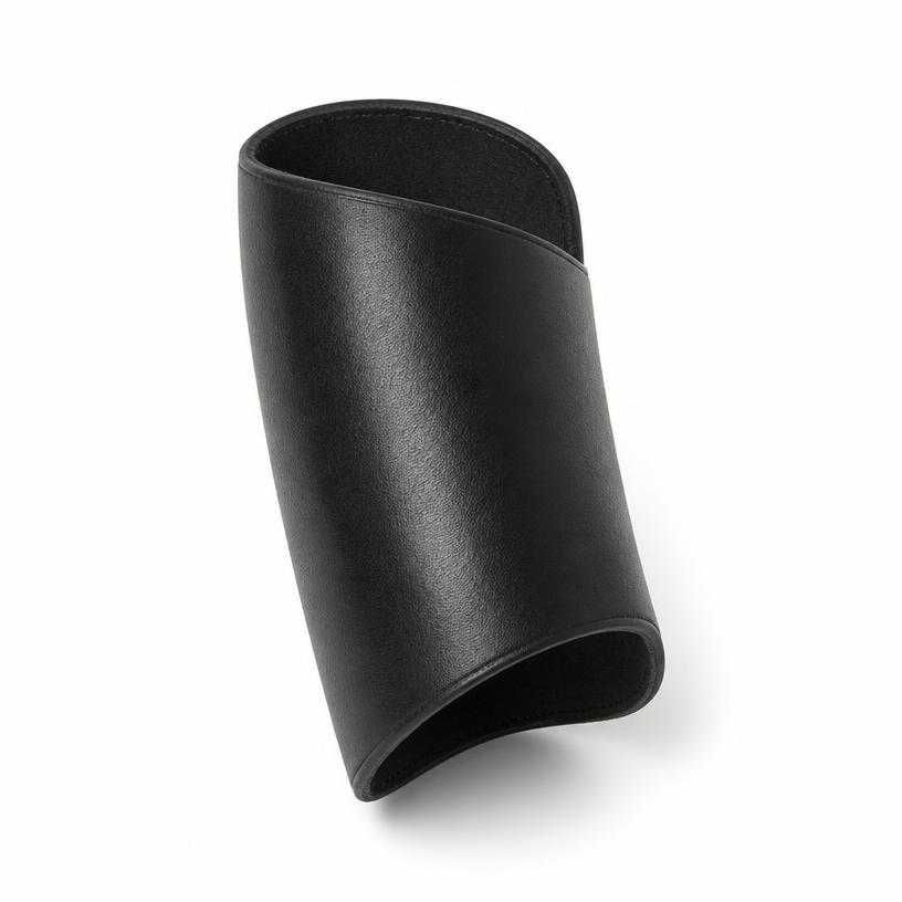 fitted black curved panel leather-like arm cuff
