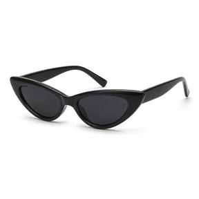 black narrow cat-eye glossy plastic sunglasses