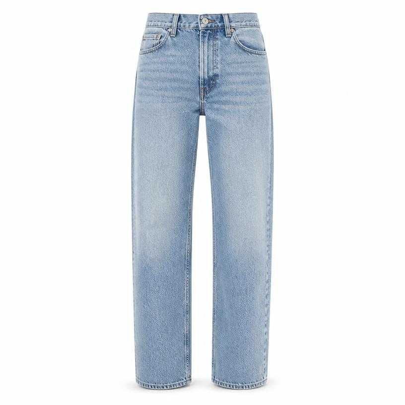 relaxed light blue straight leg denim jeans