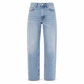 relaxed light blue straight leg denim jeans